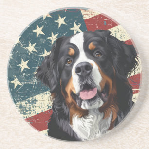 Porta-copos Cachorro da Montanha Bernesa Bandeira Americana Gr
