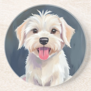 Porta-copos Cachorro maltês Pintura de cachorro branco