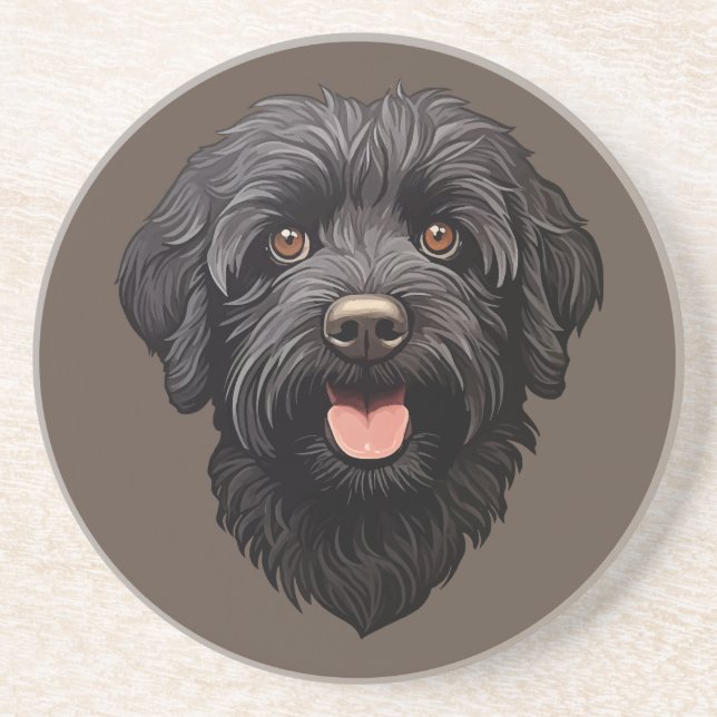 Porta-copos Cachorro Preto Labradoodle (Frente)