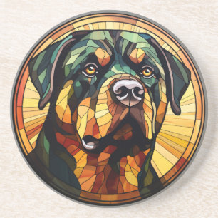 Porta-copos Cachorro Rottweiler de Vidro Manchado Doce
