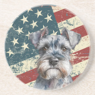 Porta-copos Cachorro Schnauzer Miniatura Bandeira Americana Gr
