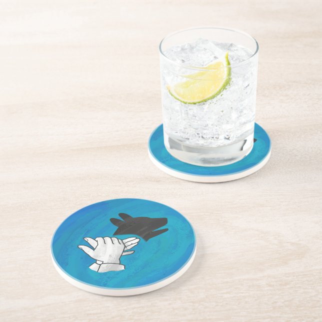 Porta-copos Cachorro Sombra em Azul (Lateral)