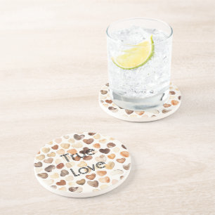 Porta-copos Café com Coração de Grãos Creme