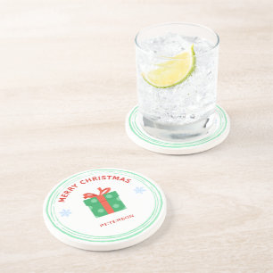 Porta-copos Caixa de presentes de texto vermelho de Natal feli