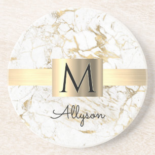 Porta-copos Caixa Dourada do mármore Dourado, DIY Black Name 