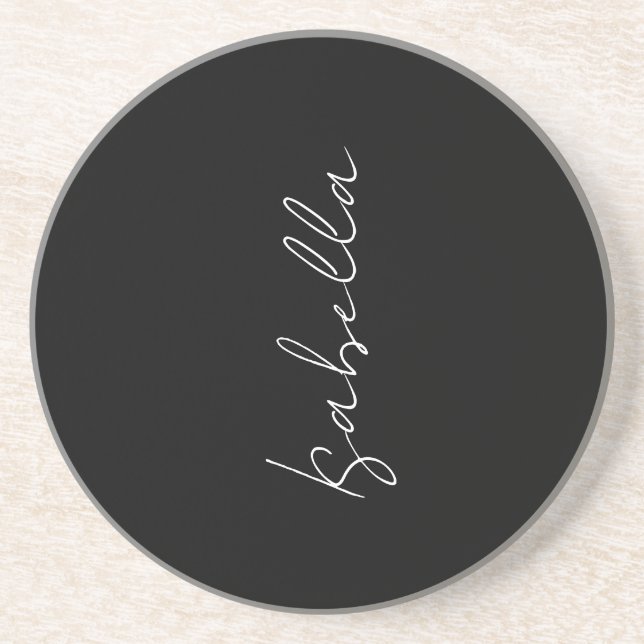 Porta-copos Caligrafia Black White Plain Creative Modern Name (Frente)