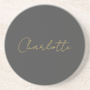 Porta-copos Caligrafia Dourada Cor Cinza Personalizada Edição 