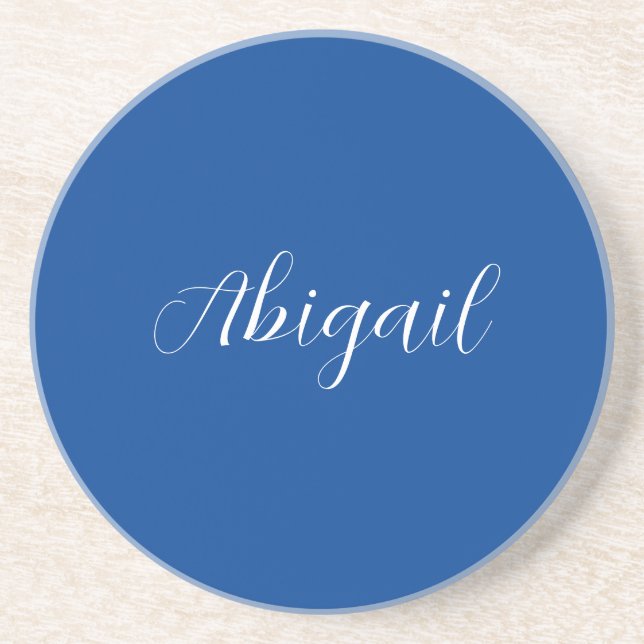 Porta-copos Caligrafia Elegante Blue Plain Nome Simples (Frente)
