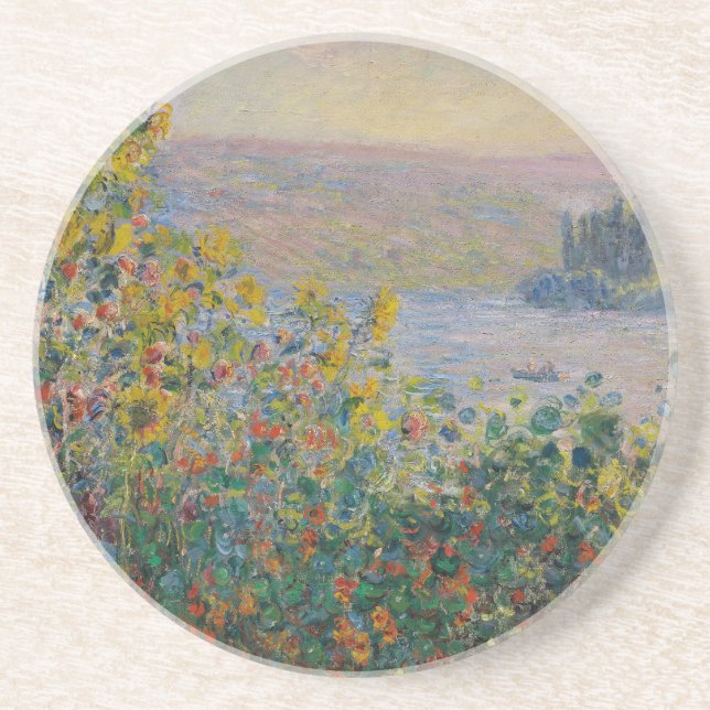 Porta-copos Camas de Flores em Vétheuil, Paisagem Impressionis (Frente)