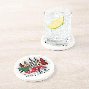 Porta-copos Caminhão de Natal feliz e árvores