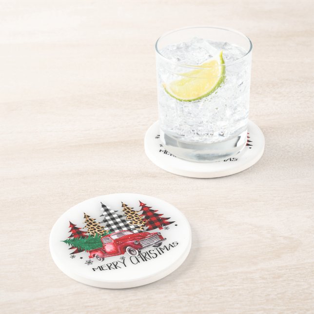 Porta-copos Caminhão de Natal feliz e árvores (Lateral)