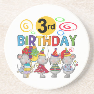 Porta-copos Camisas de aniversário de 3 anos de ratos e presen