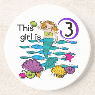 Porta-copos Camisas de aniversário de 3 anos de sereia e prese