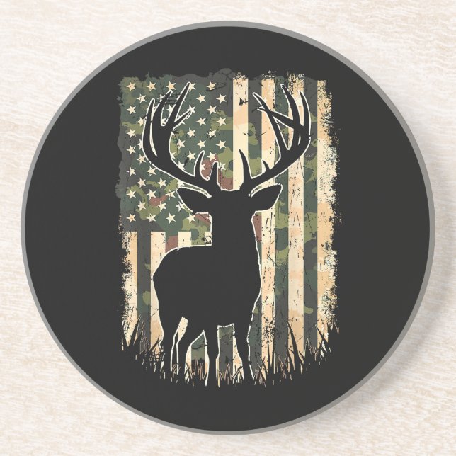 Porta-copos Camo US Flag Deer Hunting Camoflage Hunter (Frente)