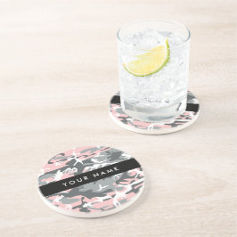 Porta-copos Camuflagem rosa e Cinza Seu nome Personaliza