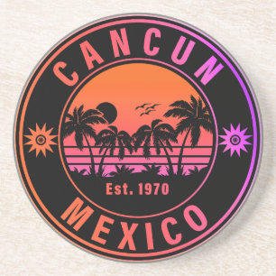 Porta-copos Cancún México Palm Tres Viagens vintage Souvenirs