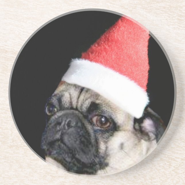 Porta-copos Cão do pug do Natal (Frente)