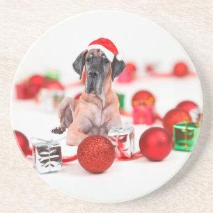 Porta-copos Cão Dogue Alemão com Enfeites de Natal Presentes