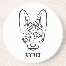 Porta-copos Cão Negro e Tribal Branco