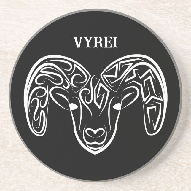 Porta-copos Capim/ovelha, tribal, preto e branco (Frente)