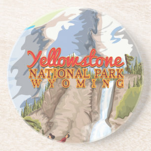 Porta-copos Cartaz Antigo do Parque Nacional de Yellowstone