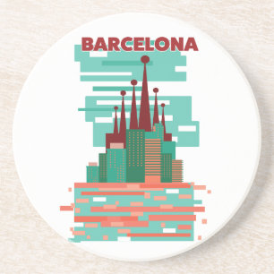 Porta-copos Cartaz de viagem retrô de Barcelona