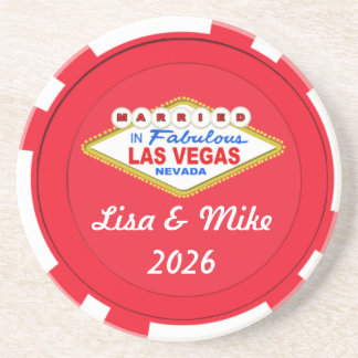 Porta-copos Casados em Las Vegas Chip Coaster-Texto Editável