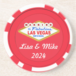 Porta-copos Casados em Las Vegas Chip Coaster-Texto Editável