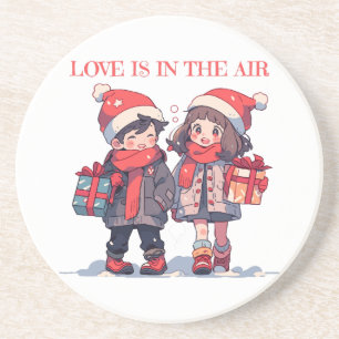 Porta-copos Casal de Natal - O amor está no ar