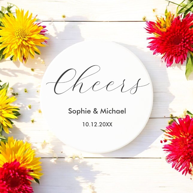 Porta-copos Casamento Cheers Simple Black White (Criador carregado)