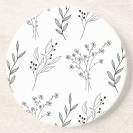 Porta-copos Casamento de Boho Floral Negro e Branco