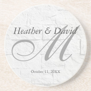 Porta-copos Casamento de Monograma de Script de Parede Brick