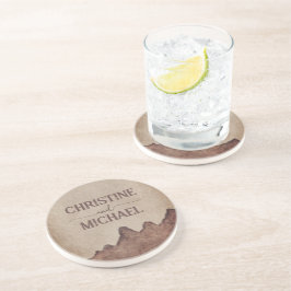 Porta-copos Casamento de montanhas castanhas com papel rústico