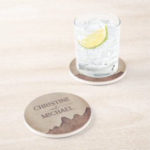 Porta-copos Casamento de montanhas castanhas com papel rústico