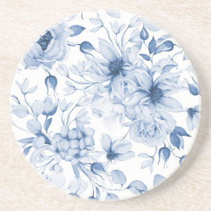 Porta-copos Casamento Floral Azul Elegante