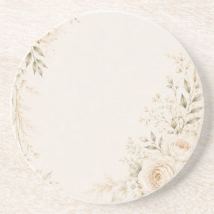 Porta-copos Casamento Neutro com Florais Refinados