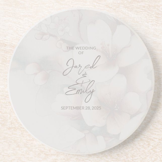 Porta-copos Casamento Personalizado de Flor de Cereja (Frente)