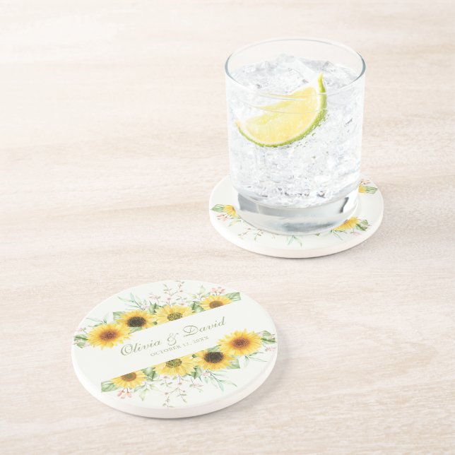 Porta-copos Casamento Rustic Sunflower Delight (Lateral)