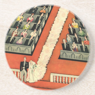 Porta-copos Casamento Vintage, Noiva e Noivo Art Déco Recém-Ca