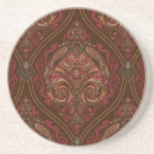 Castanho Vintage Paisley Mandala Apoio Redondo - B