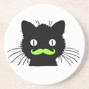 PORTA-COPOS CAT PRETO DO VINTAGE ENGRAÇADO DO BIGODE DO VERDE