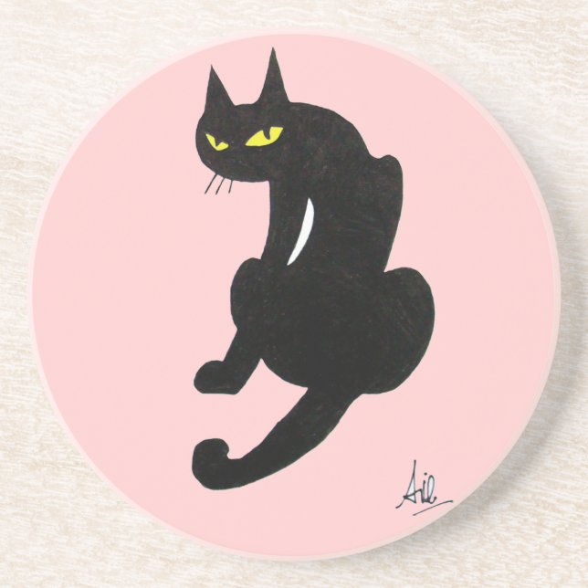 Porta-copos CAT PRETO, rosa (Frente)