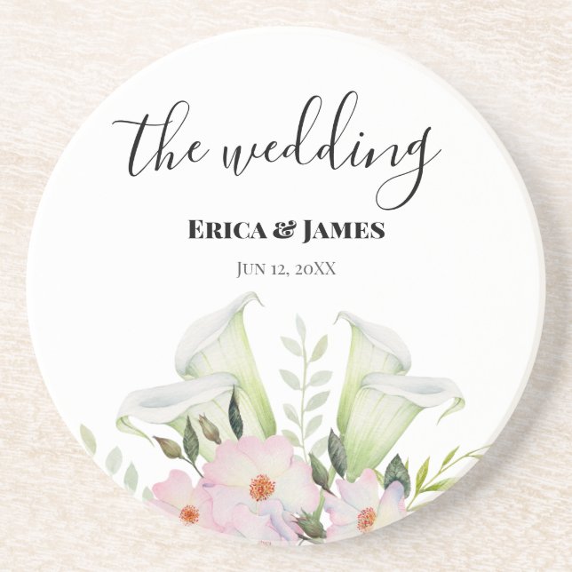 Porta-copos Cavalo Branco de Casamento Calla Lily Rosa Waterco (Frente)