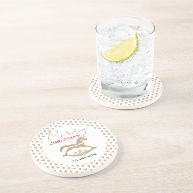 Porta-copos Cavalo de Pedra de Natal de Madeira (Lateral)