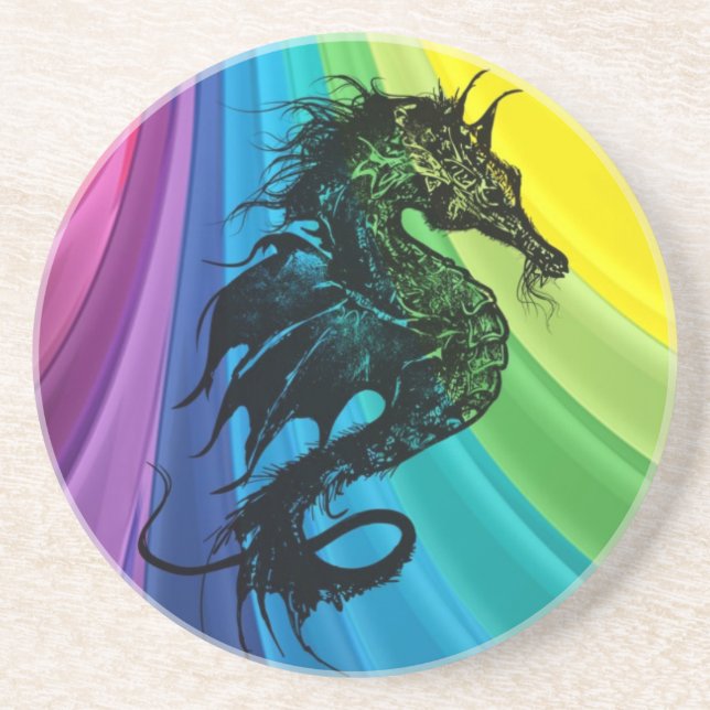 Porta-copos Cavalo do Mar no Arco-íris (Frente)