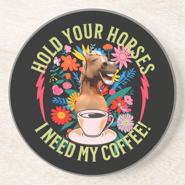 Porta-copos Cavalo Engraçado Amante de Café Humor (Frente)