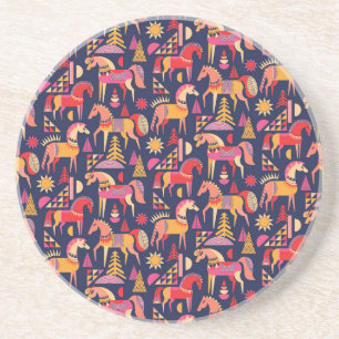 Porta-copos Cavalos escandinavos: Design decorativa sem costur