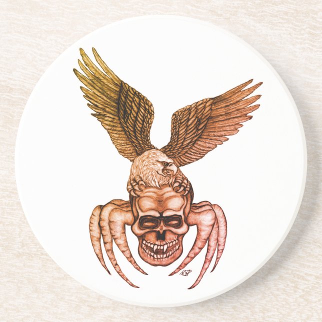 Porta-copos Caveira-aranha com águia (Frente)