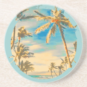 Porta-copos Cena havaiana da praia do vintage de PixDezines