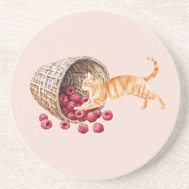 Porta-copos Cesto de Gato Laranja de Frutas Vermelhas (Frente)